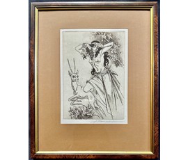 Кашкуревич А.М "Виноградная лоза". Офорт, размер с рамой 26,5х32,5 см. № 3855