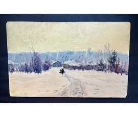Кроль А.И "Зимка", 1963г. Картон, масло. Размер 50х30 см. № 3887
