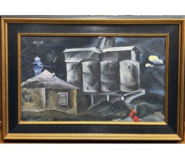 Скрипниченко Г.С "Минский бетонный завод", 1963г. ДСП, масло. Размер 33х55 см. № 3924