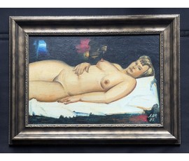Фото: Щемелёв Л.Д "Обнажённая", 1985г. Холст, масло. Размер с рамой 52,5х70 см. № 4012 - Артикул №4012