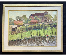 Кубарев В.Г "Пейзаж", картон, масло. Размер с рамой 64х80 см. № 4013