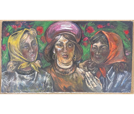 Малишевский А.А "Сельские мадонны", 1978г. Холст, масло. Размер 65х119 см. № 2798