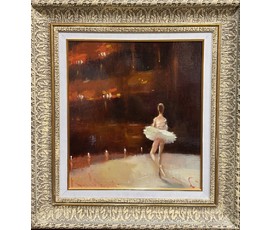 Буель Е.И "Балет", 2019г. Холст, масло, картон. Размер с рамой 68,5х73,5 см. № 3703