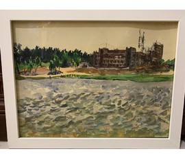 Фото: Михеева В.Н."Новостройка над озером", 1971г. Акварель, размер 29,5х41,5 см. № 2467 - Артикул №2467