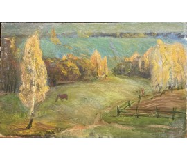 Фото: Борозна Л.Т "Пейзаж". Картон, масло. Размер 30х49,5 см. № 3814 - Артикул №3814