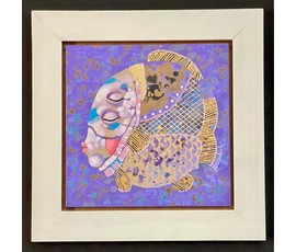 Палачич Мировлад "Рыба" серия "Аквариум", 2023г. Фанера, стеклохолст, акрил, масло. Размер 25х25 см. С рамой 35,5х35,5 см. № 2999