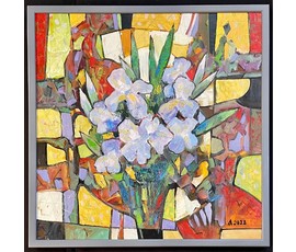 Левкович М.В "Аднойчы ў чэрвені",2023г. Холст, масло. Размер 60х60 см. № 2998