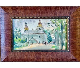 Кубарев В.Г. Пейзаж. 1981г. ДВП, масло. Размер с рамой 37,5х26,5 см. № 3857