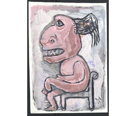 Акулов В.И "Домовой", 2013г. Бумага, акрил. Размер 41,5х59 см. № 3537