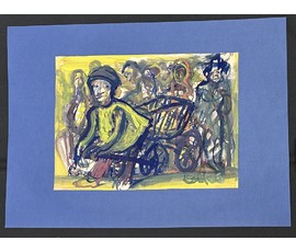 Акулов В.И "Будни рикши", 2005г. Смешанная техника. Размер с паспарту 50х70 см. № 3534