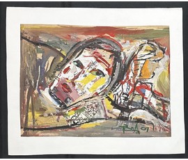 Акулов В.И "Двое", 2001г. Смешанная техника. Размер с паспарту 49,5х59,5 см. № 3533