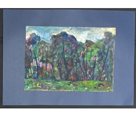 Акулов В.И "Краски леса", 2020г. Картон, акрил. Размер с паспарту 50х70 см. № 3530