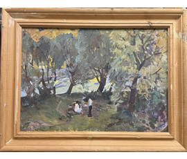 Савельев Ф.В "Ракиты", 1970 год. Картон, масло. Размер 50х70 см. № 3956