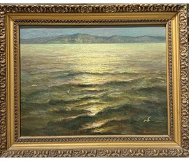 Фото: Багрянцев Н.М "Море. Лунная дорожка", ДВП, масло. Размер с рамой 61х49 см. № 3588 - Артикул №3588