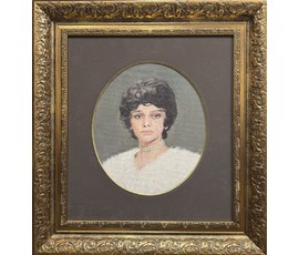 Фото: Бржозовский Г.Ф "Портрет дочери балерины Л.Г Бржозовской". ДВП, масло. Размер с рамой и паспарту 56,5х61 см. № 3656 - Артикул №3656