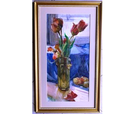 Рожков В.З. Натюрморт, акварель, размер с рамой и паспарту 45х76 см. № 2470