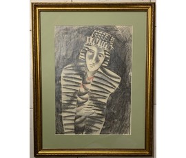 Кищенко А.М. Бумага, карандаш. Размер с рамой и паспарту 47,5х 60 см. № 2807