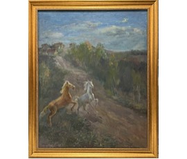 Козловский А.С "Весенние игры", 1971г. Холст, масло. Размер с рамой 93х114 см. № 3753