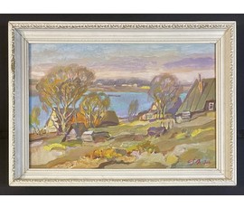 Фото: Поплавский Г.Г "Над озером Струсто", 2000г. Холст, акрил. Размер с рамой 40х60 см. № 3622 - Артикул №3622