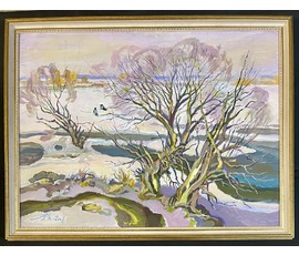 Поплавский Г.Г "Браславщина.Талая вода", 2008г. Холст, акрил. Размер 60х80 см. № 3618