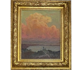 Козловский А.С "Солнце садится",1972г. Картон, масло. Размер с рамой 61,5х71,5 см. № 3748