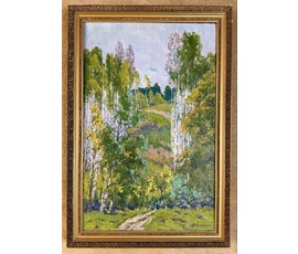 Шибнёв А.Д. Каталожная работа "Молодые берёзки",1983г. Размер с рамой 73,5х109 см. № 3745