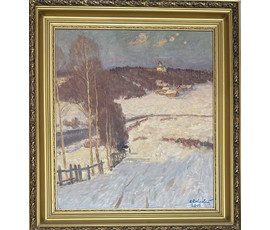Козловский А.С "Зима", 2006г. ДВП, масло.Размер с рамой 56,5х62 см. № 3750