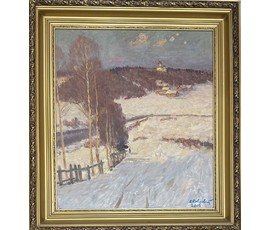 Козловский А.С "Зима", 2006г. ДВП, масло.Размер с рамой 56,5х62 см. № 3750