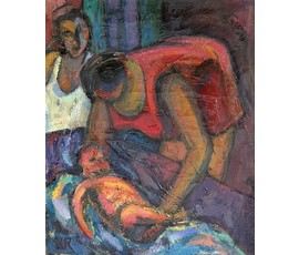 Шварц Радик "Купание красного меня", 1992г. Холст, масло. Размер 60х50 см. № 2206