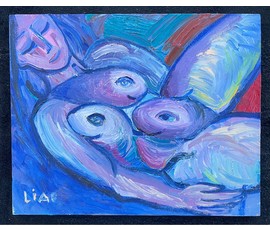 Ляпин А.В "Обнажённая с тремя рыбами",2013г. Холст, масло. Размер 40х50 см. № 2620