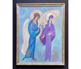 Поплавский Г.Г "Благовещение", 2017г. Холст, акрил. Размер 55х70 см. № 3614