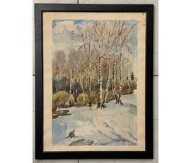 Зарицкий Э.М. Акварель "Март", 1984 год; 43/30 см №1498