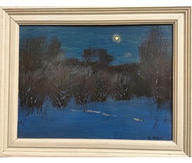 Казаков Б.И "Весенний утренник", 1998гг. ДВП, масло. Размер 42х54,5 см. № 3576