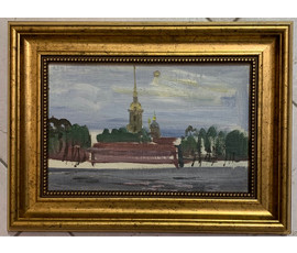 Юзвук В.С. Пейзаж. Холст, масло на картоне. Размер 16х25 см. № 2725