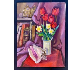 Поплавский Г.Г "Тюльпаны", 2011г. Холст, масло. Размер 80х60 см. № 3619