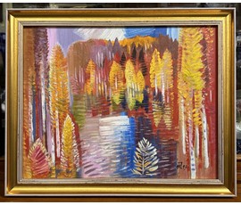 Чепик М.Ф "Осенняя пора", 1993г. ДВП, масло. Размер 40х50 см. № 3233