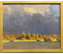 Фото: Козловский А.С "Осень", 1977г. Картон, масло. Размер с рамой 42,5х52,5 см. № 3758 - Артикул №3757