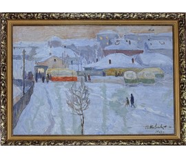 Козловский А.С "У Комаровки", 1967г. Картон, масло.Размер с рамой 79х57 см. № 3759