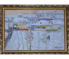 Фото: Козловский А.С "У Комаровки", 1967г. Картон, масло.Размер с рамой 79х57 см. № 3759 - Артикул №3759