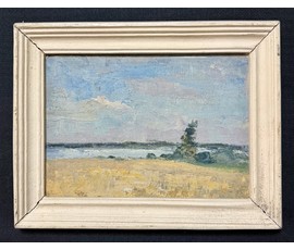 Хмелевский В.В "Белорусский пейзаж", 1994г. Холст, масло, картон. Размер с рамой 26х33,5 см. № 3761