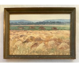 Зайцев Е.А "Пора уборки", 1968г. Картон, масло. Размер 24х33,5 см. № 2743