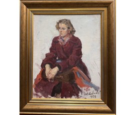 Козловский А.С "Портрет", 1956г. Холст на картоне, масло. Размер с рамой 39,5х45,5 см. № 3843