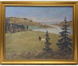 Козловский А.С "Тихая песня"", холст, масло. Размер с рамой 114х93.5 см. № 3754