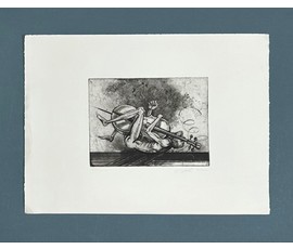 Кашкуревич А.М "Оборванная струна", 2002г. Офорт из серии "Concerto Grosso". Размер 40,5х30 см. № 3492