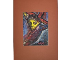 Акулов В.И "Распятие", 2005г. Смешанная техника. Размер с паспарту 50х70 см. № 3502