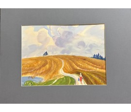Чепик М.Ф"Ржаное поле",1982г. Бумага,гуашь. Размер с паспарту 64х47 см. № 3491