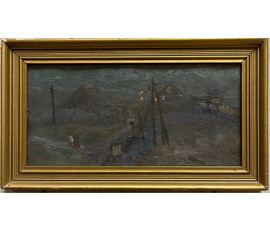 Фото: Адамович С.Ф "Терракоты ночью", 1950г. Картон, масло. Размер 14.3х28, 5 см. С родной рамой 19х33 см. № 2783 - Артикул №2783