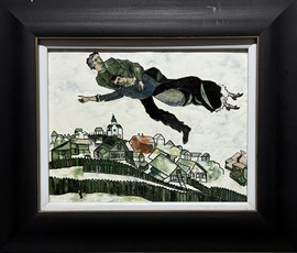 Герасимов А.В. Перегородчатая эмаль по мотивам работы М.Шагала "Над городом", 2014 г. Размер 26х22 см. № 3640