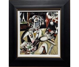 Герасимов А.В. Перегородчатая эмаль по мотивам работы М.Шагала "Автопортрет с семью пальцами", 2014г. Размер с рамой 23,5х25 см.№ 3639