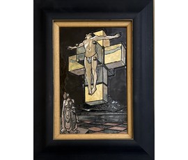 Фото: Герасимов А.В. Перегородчатая эмаль по мотивам работы С.Дали "Corpus hypercubus", 2008г г. Размер с рамой 27х20 см. № 3636 - Артикул №3636